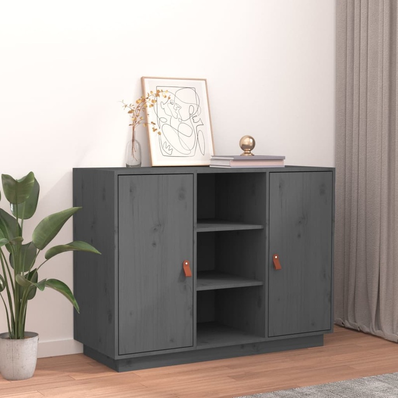 Buffet Gris 100x40x75 cm Bois massif de pin