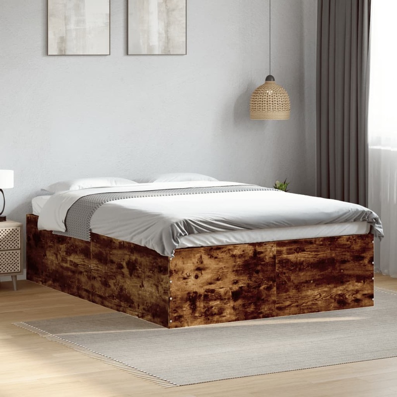 Cadre de lit sans matelas chne fum 140x190 cm