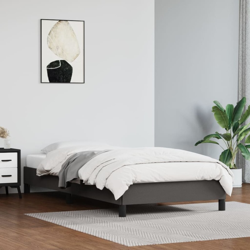 Cadre de lit sans matelas gris 90x200 cm similicuir
