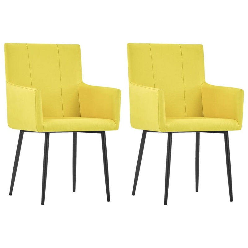 Chaises  manger avec accoudoirs lot de 2 jaune tissu
