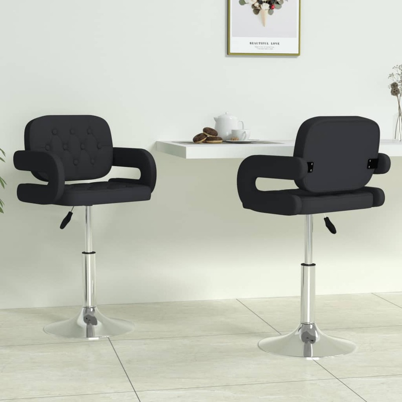 Chaises  manger pivotantes lot de 2 noir similicuir
