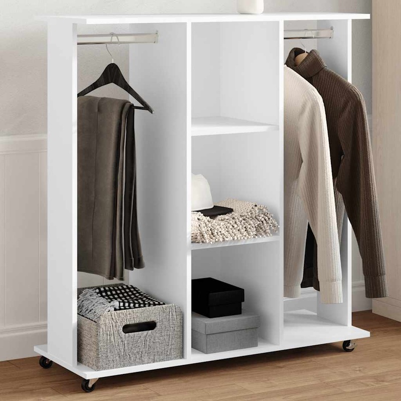 Garde-robe avec roues blanc 102x38x110 cm bois d'ingnierie