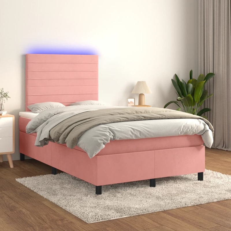 Sommier  lattes de lit avec matelas LED Rose 120x200cm Velours