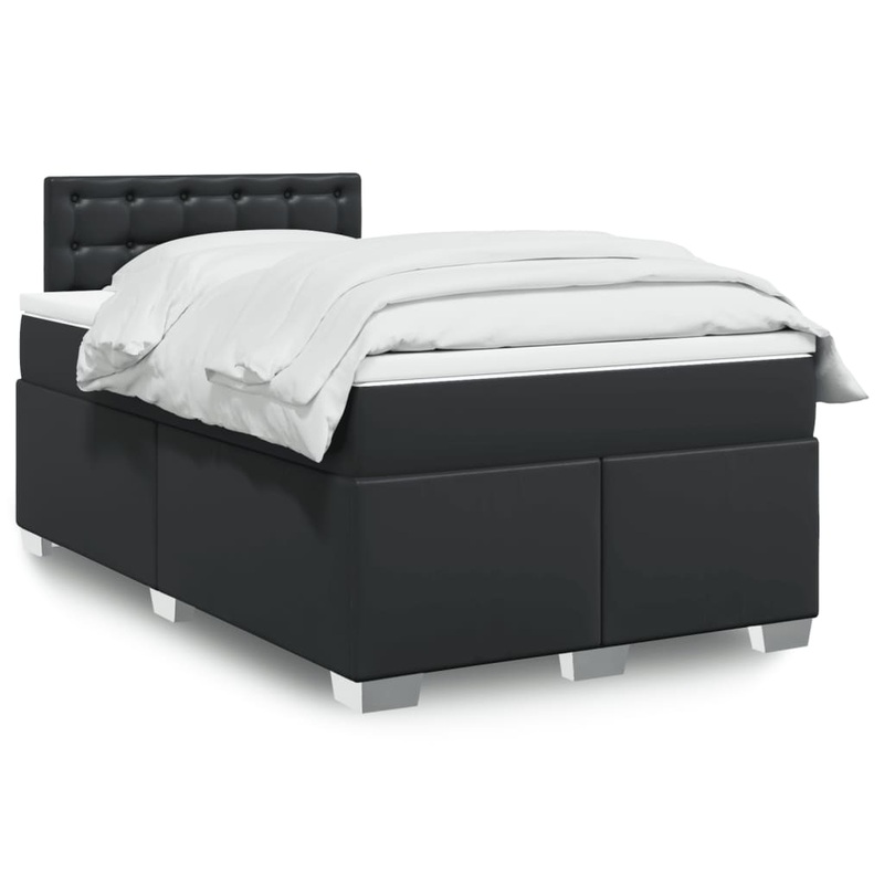 Sommier  lattes de lit avec matelas noir 120x190 cm similicuir