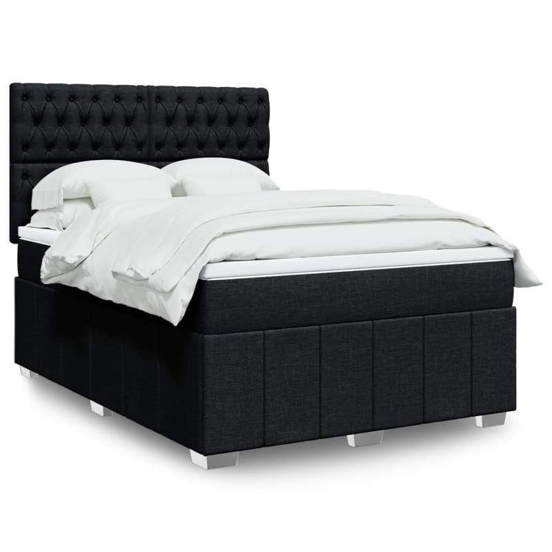 Sommier  lattes de lit avec matelas Noir 140x190 cm Tissu