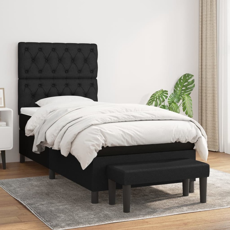 Sommier  lattes de lit et matelas Noir 80x200 cm Tissu