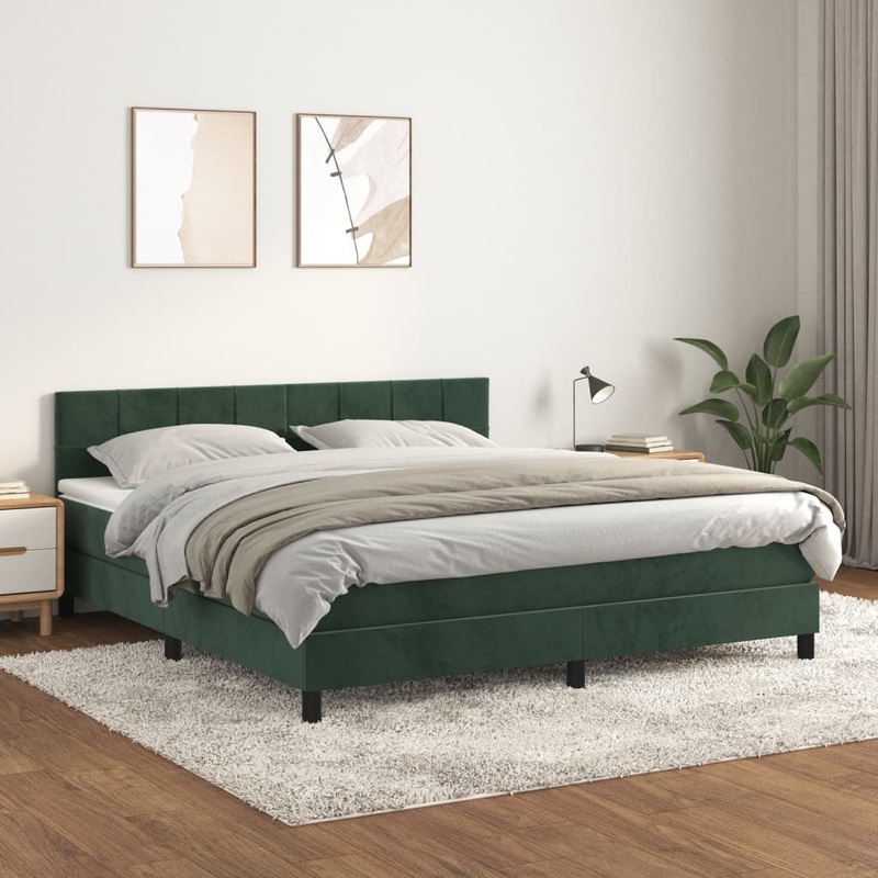 Sommier  lattes de lit et matelas Vert fonc 180x200cm Velours