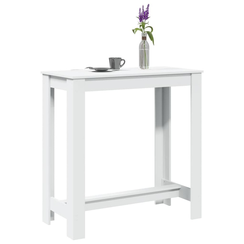 Table de bar blanc 102x50x103,5 cm bois d'ingnierie