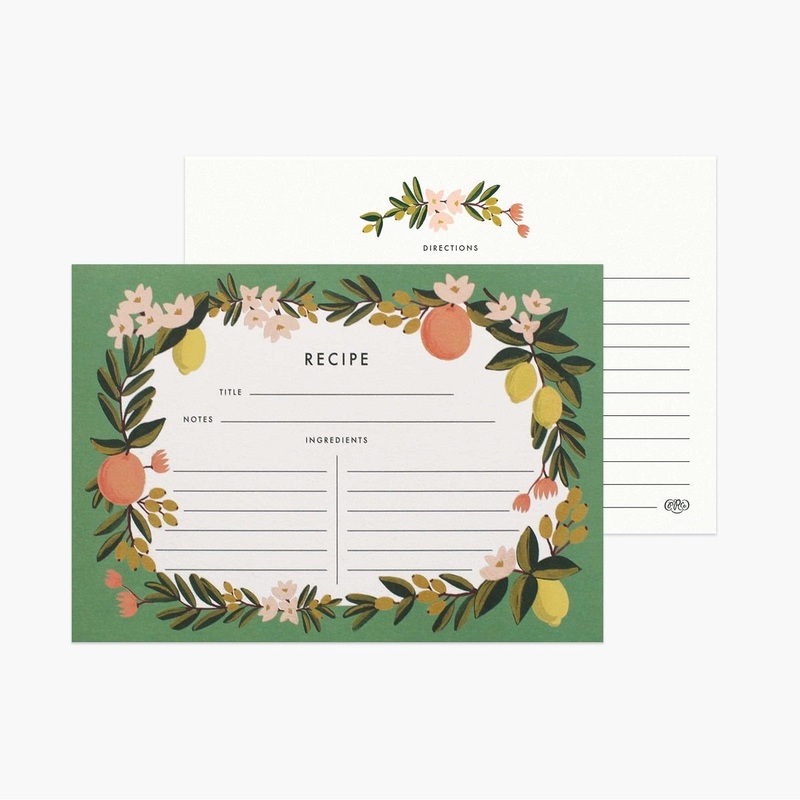 Citrus Floral Recipe Cards - 12 Pack