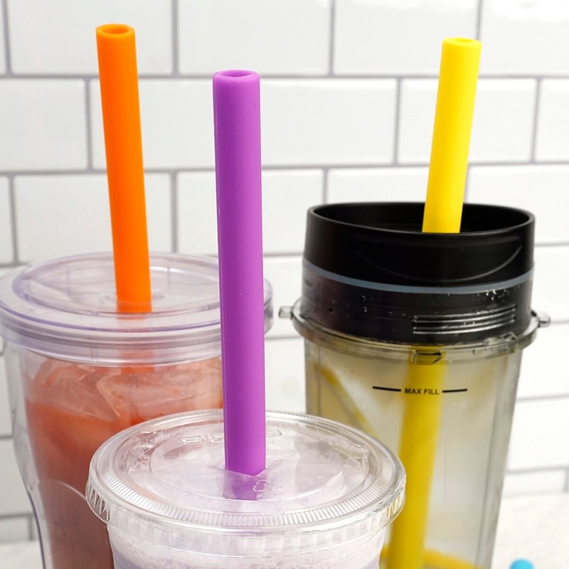 Silicone 10" Smoothie Straws - Set of 6