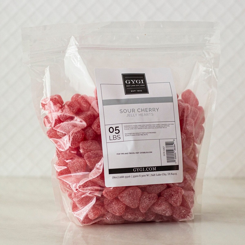 Sour Cherry Jelly Hearts - 5 Lb. Bag