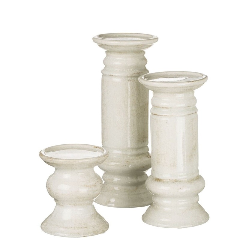 5" Distressed Rustic Ceramic Pillar Candle Holder