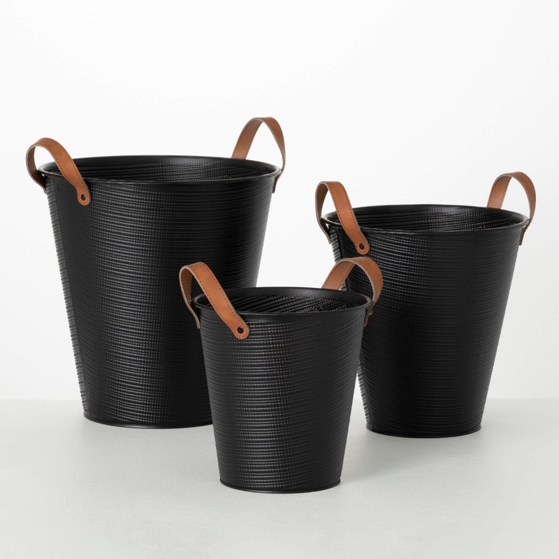 Black Embossed Bucket- Large