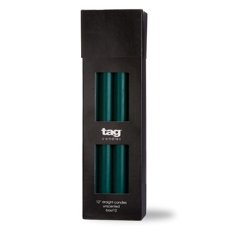 12" Straight Candle - Dark Green