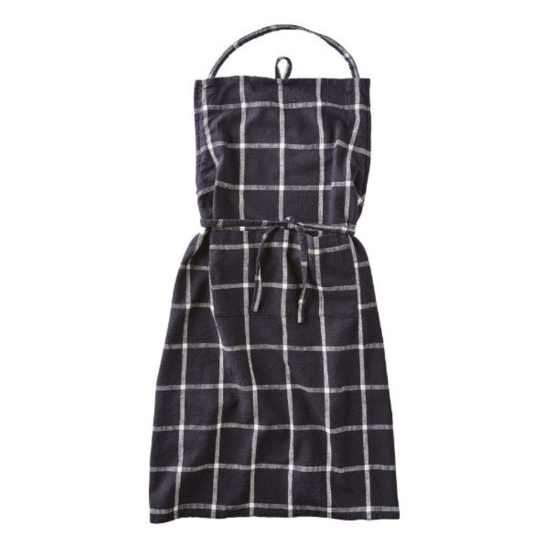Classic Check Slub Apron - black