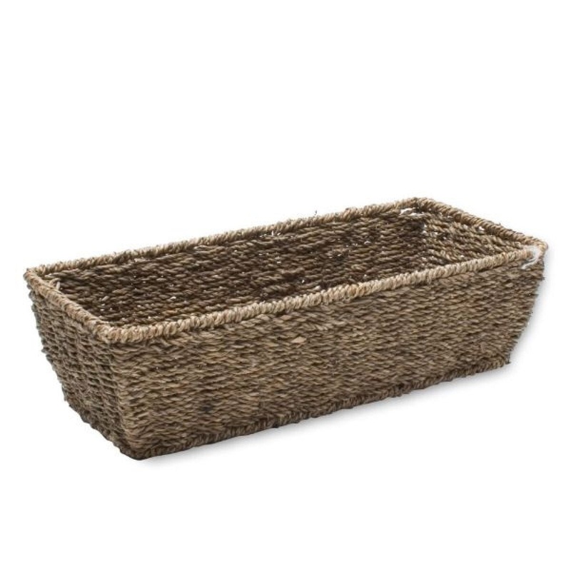 Small Rectangular Seagrass Basket - Coffee