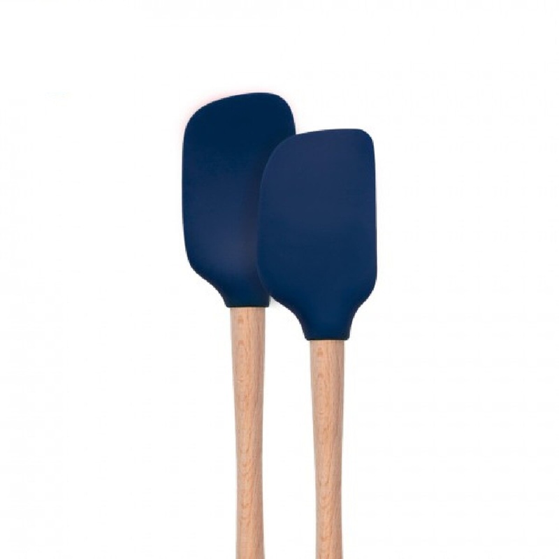 Deep Indigo Wood Handled Mini Spatula & Spoonula  Set of 2