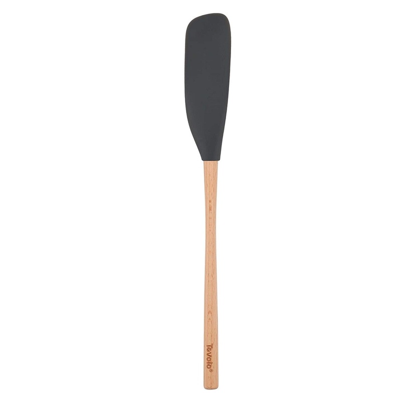 Silicone jar Scraper Wood Handled - Charcoal
