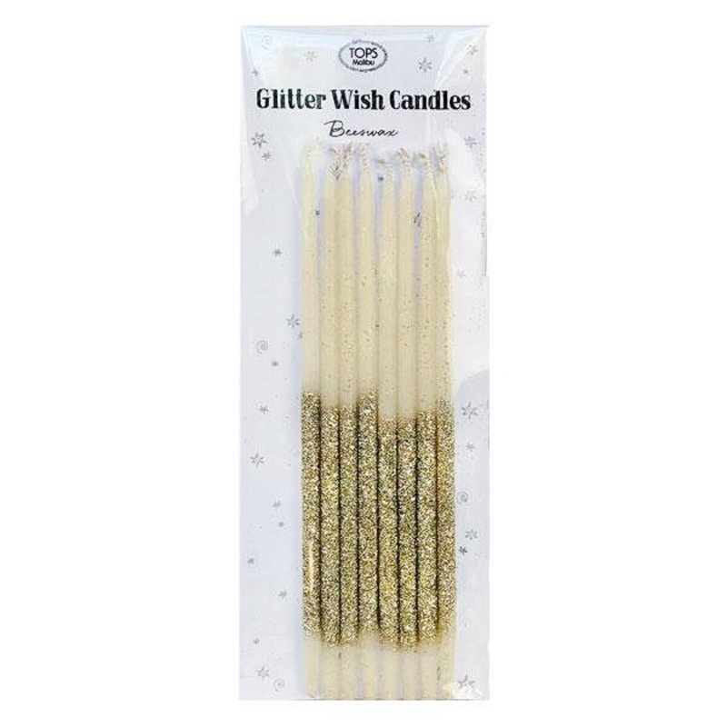 6" Glitter Wish Candles Beeswax Gold