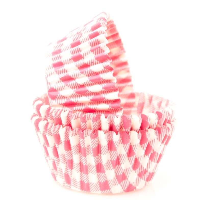Hot Pink Gingham Baking Cups 50 ct. - Standard Size