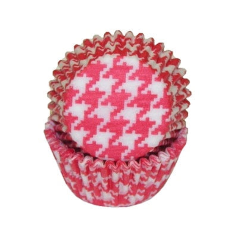 Red Houndstooth Baking Cups 50 ct. - Mini Size
