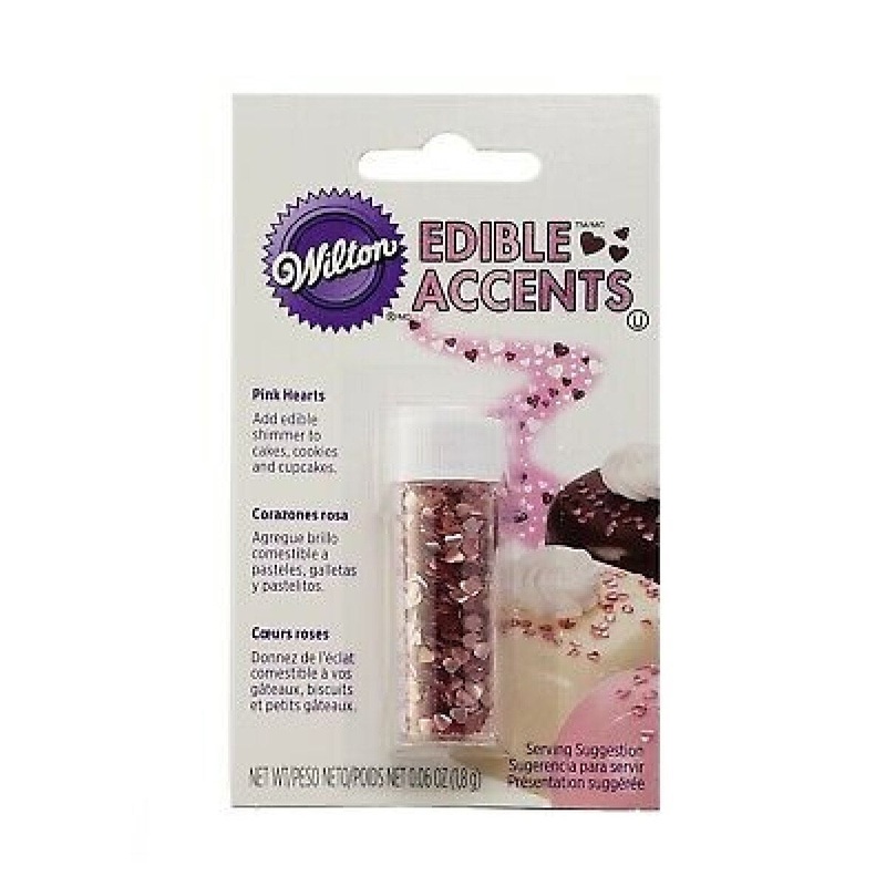 Wilton Pink Heart Edible Accents - 0.06 Oz.