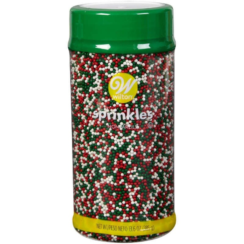 13.6 Oz Bulk Size Bottle Christmas Nonpareils Sprinkles