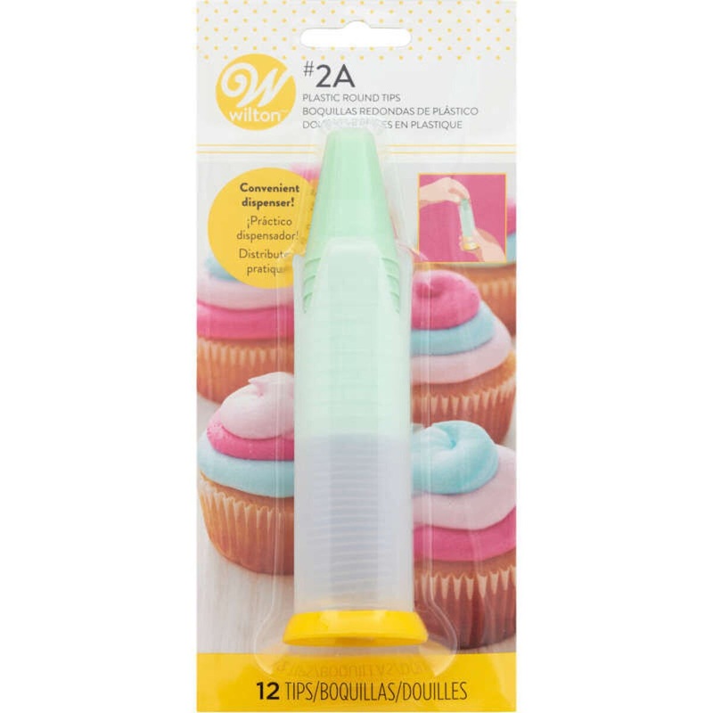 Disposable 2A Round Piping Tip w/ Dispenser - 12 Count