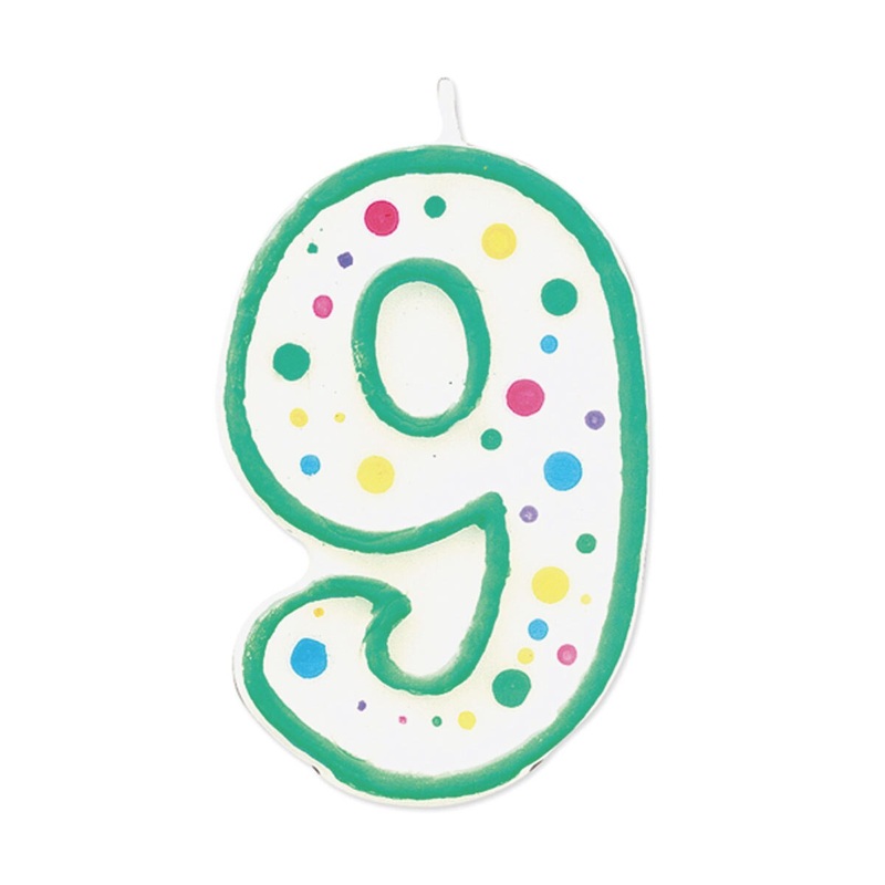 Wilton Green Numeral Candle "9"