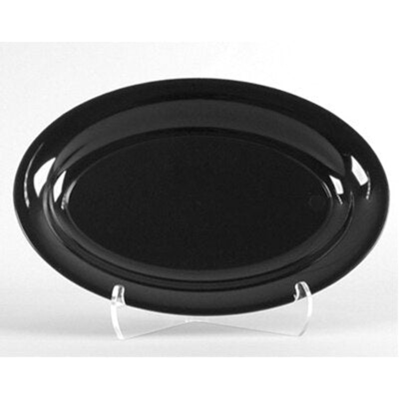 WNA Plastics CaterLine Black Oval Serving Tray - 16" X 11"