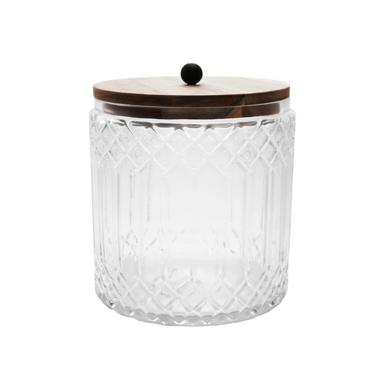 3 1/2 qt Glass Jar w/ Acacia Wood Lid