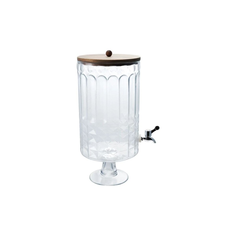 8 quart Glass Footed Beverage Dispenser w/Spout & Lid