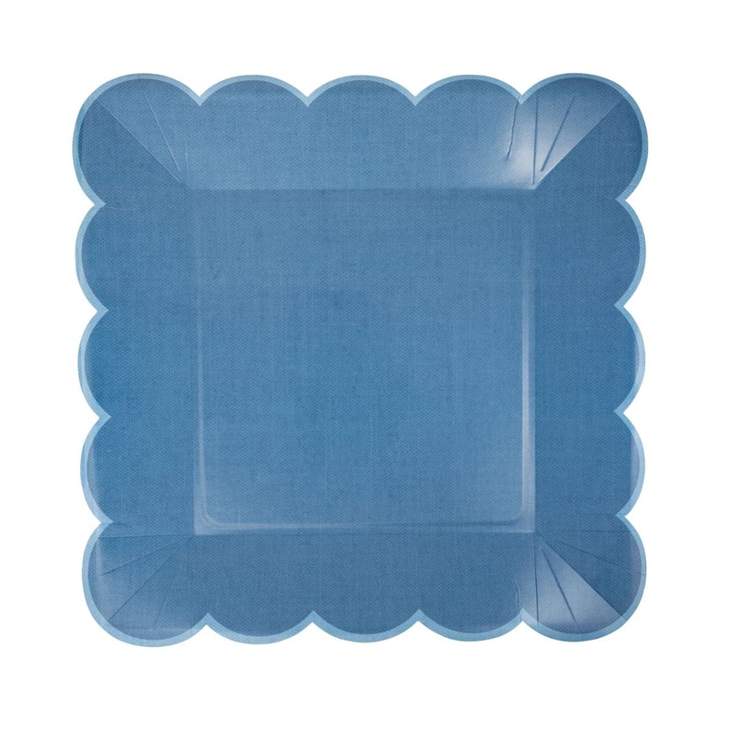Hamptons Blue Large Scallop Paper Plate 11"
