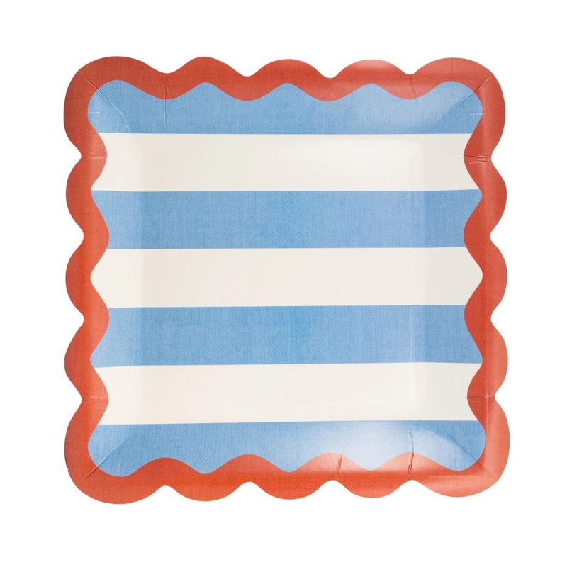 Hamptons Stripes Ric Rac Trim Paper Plate 9"