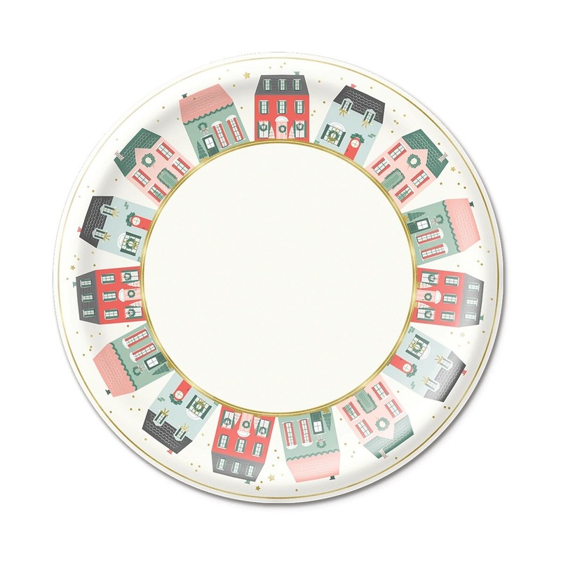 Paper Plate Village Christmas 10" 8ct