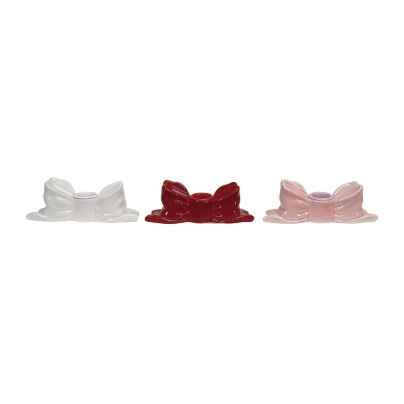 Stoneware Bow Shaped Taper Holder