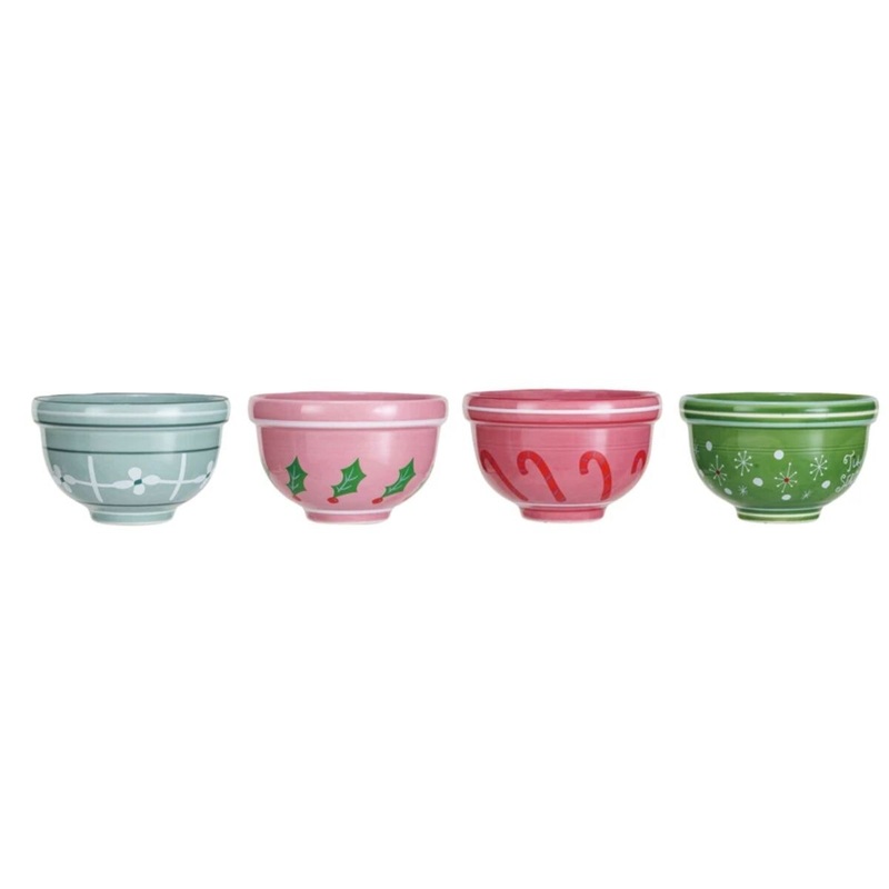 Stoneware Bowl w/Holiday Pattern