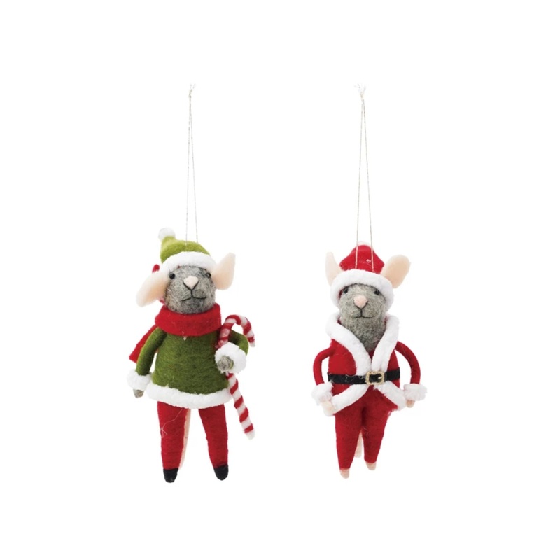 Handmade Wool Felt Mouse Ornament