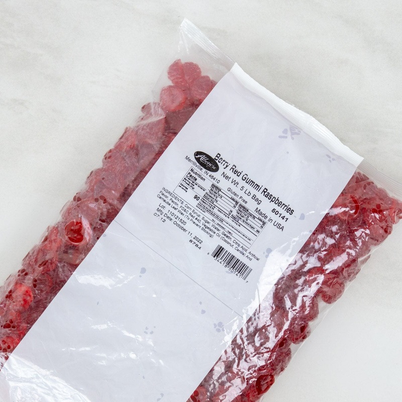 Berry Red Gummi Raspberries - 5 Lb Bag