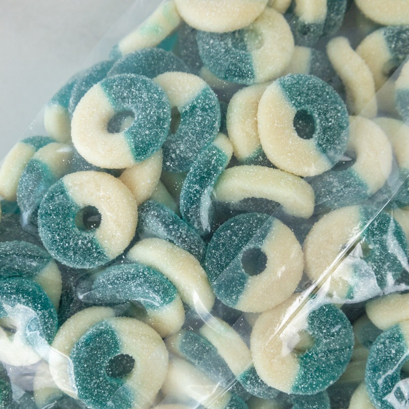 Gummi Blue Raspberry Rings - 5 Lb. Bag