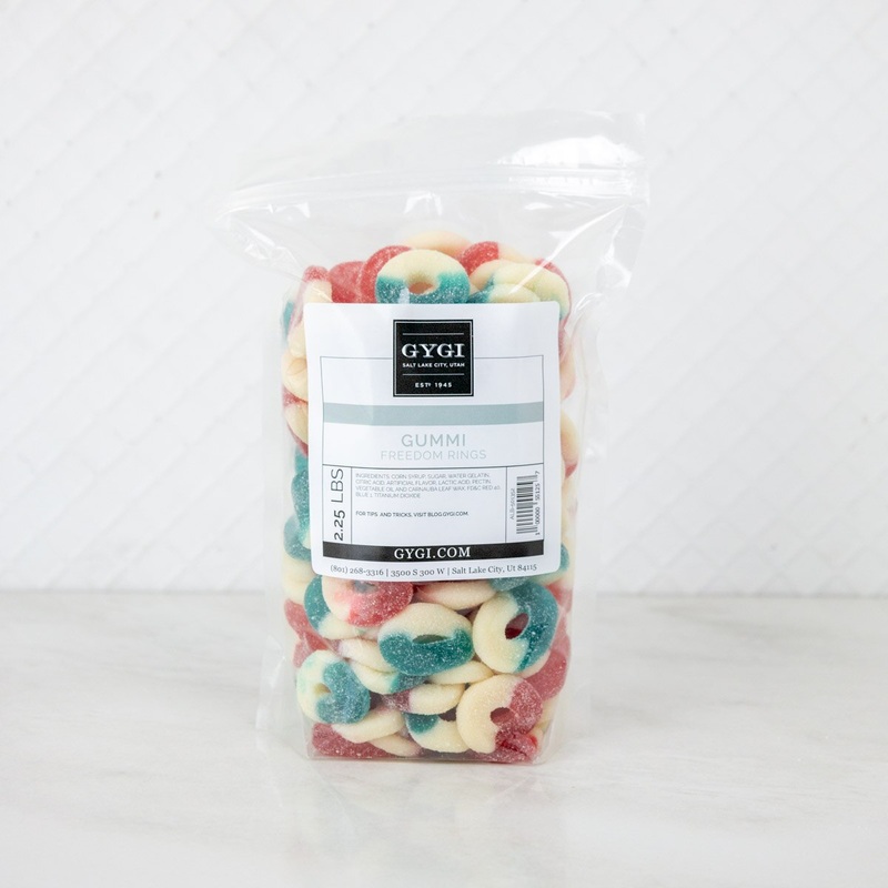 R/W/B Gummi Freedom Rings - 2.25 lb bag