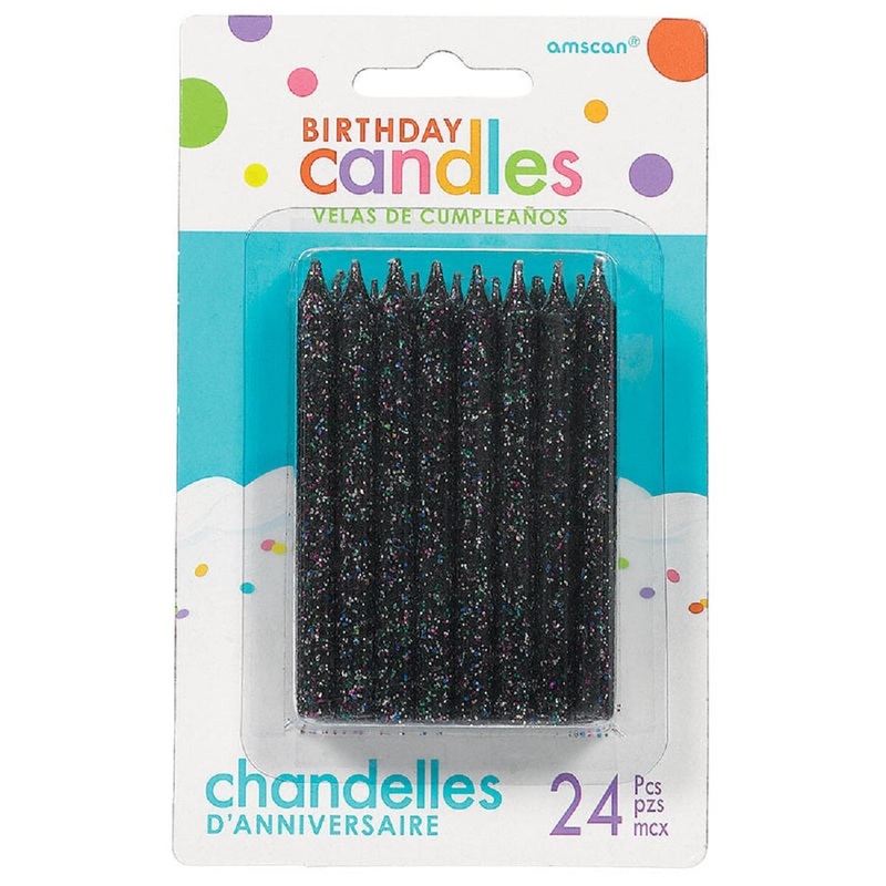 3.25" Black Glitter Spiral Candle- Large