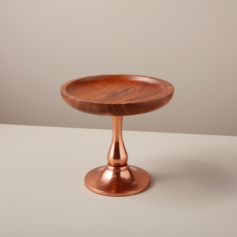 Copper & Wood Cake Stand - Small