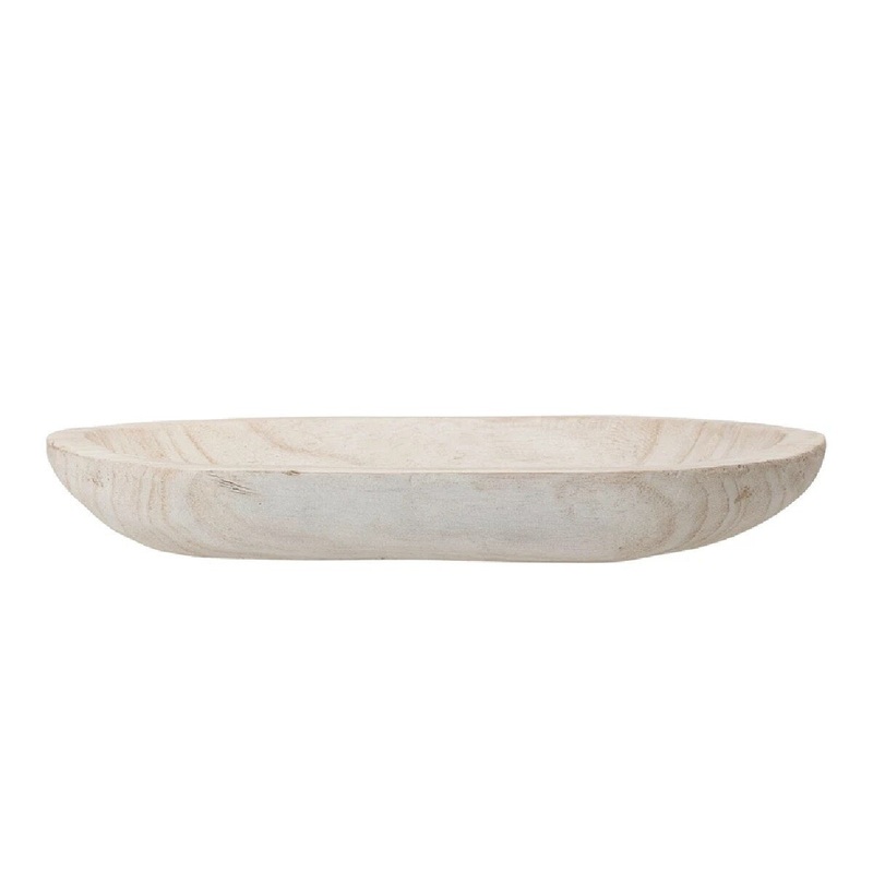 14-1/2"x10-1/4" Hand-Carved Paulownia Wood Bowl