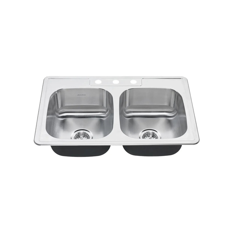 Colony 33 x 22-Inch Stainless Steel 3-Hole Top Mount Double-Bowl ADA Kitchen Sink