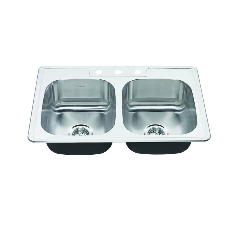 Colony 33 x 22-Inch Stainless Steel 3-Hole Topmount Double-Bowl Kitchen Sink