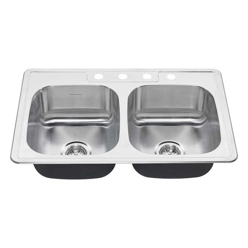 Colony 33 x 22-Inch Stainless Steel 3-Hole Topmount Double-Bowl Kitchen Sink With Colony PRO Single Control Faucet System