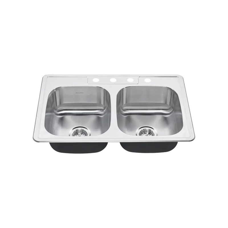 Colony 33 x 22-Inch Stainless Steel 4-Hole Top Mount Double-Bowl ADA Kitchen Sink