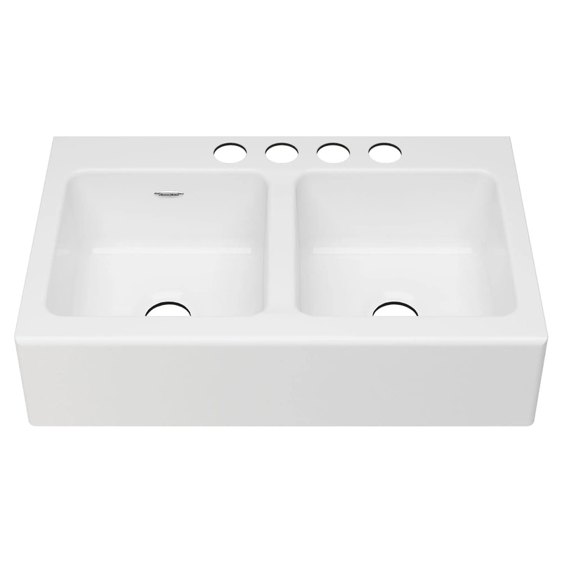 Delancey 36 x 22-Inch Cast Iron 4-Hole Undermount Double-Bowl Apron Front Kitchen Sink