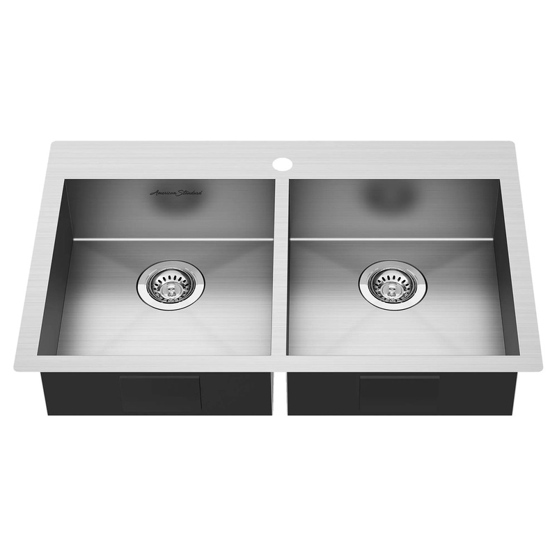Edgewater 33 x 22-Inch Stainless Steel 1-Hole Dual Mount Double-Bowl ADA Kitchen Sink